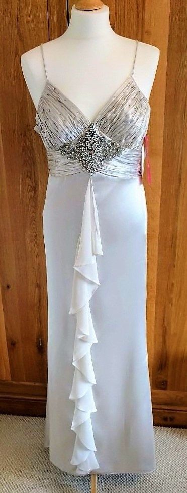 NEW DESIGNER MORGAN & CO WEDDING Evening Diamante Grey Platinum Pink Art Deco Style Bride PROM DRESS