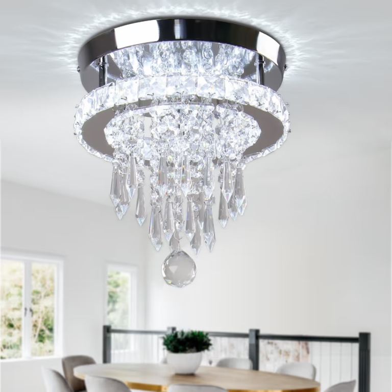 Pair of Cainjiazh Modern Crystal Chandelier LED Ceiling Light Fixture – Cool White