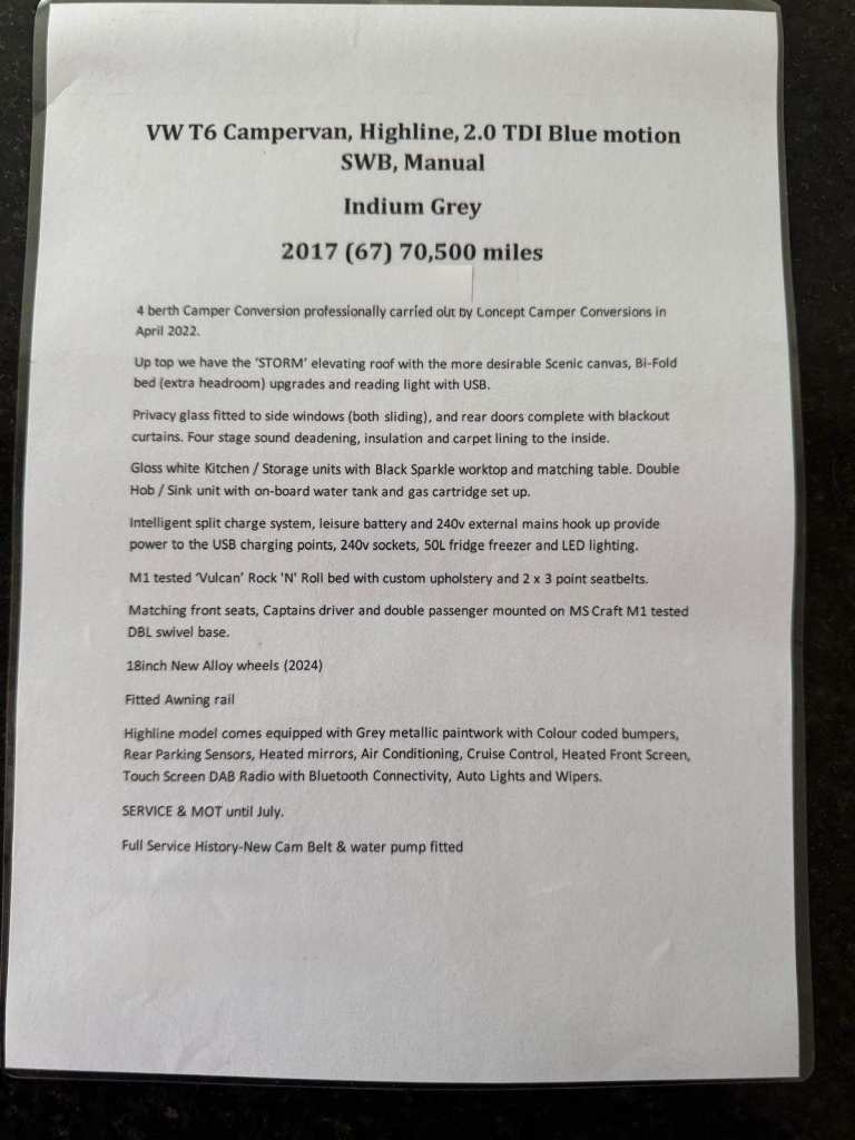 VW Transporter T6 Campervan 2.0TDI