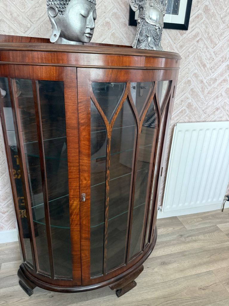 Vintage Wooden Display Cabinet with Glass Doors – Good Condition