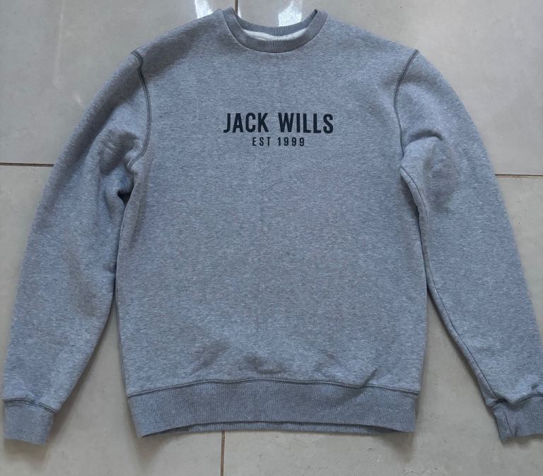 Jack Wills Belvue Logo Crew Sweatshirt – Grey – Men’s/Women’s XS