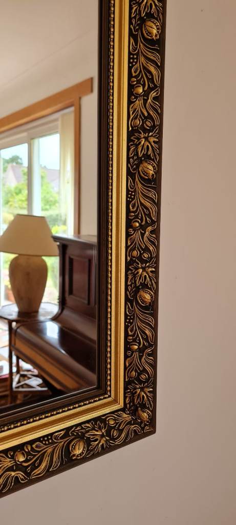 Ornate Gold and Brown Framed Mirror – Good Condition