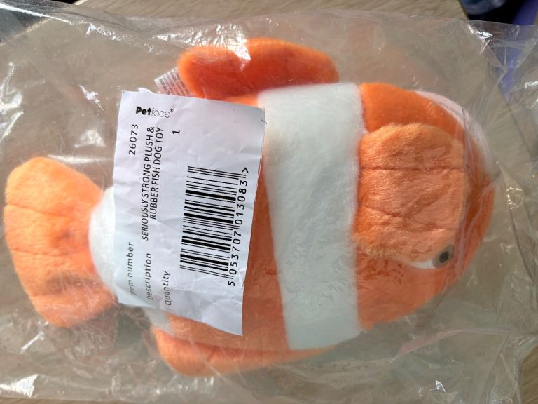 Petface Seriously Strong Plush & Rubber Fish Dog Toy