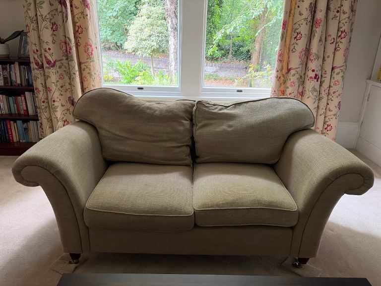 Laura Ashley Kingston Two-Seater Sofa - Beige Fabric - Fair Condition