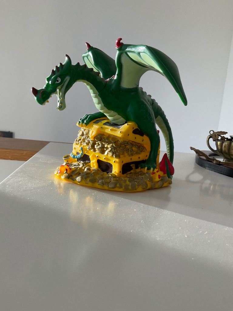 Green Dragon on Treasure Chest Figurine – Good Condition