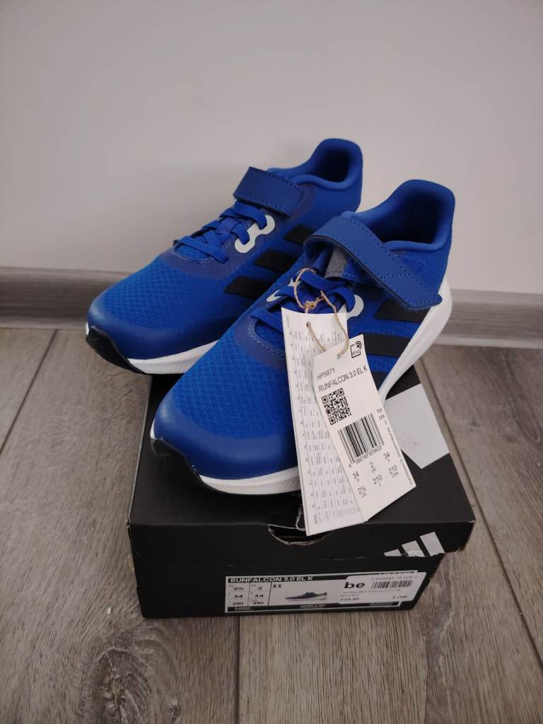 Adidas Runfalcon 3.0 Kids Running Shoes  Blue Size UK 2 EU 34 Cloudfoam New