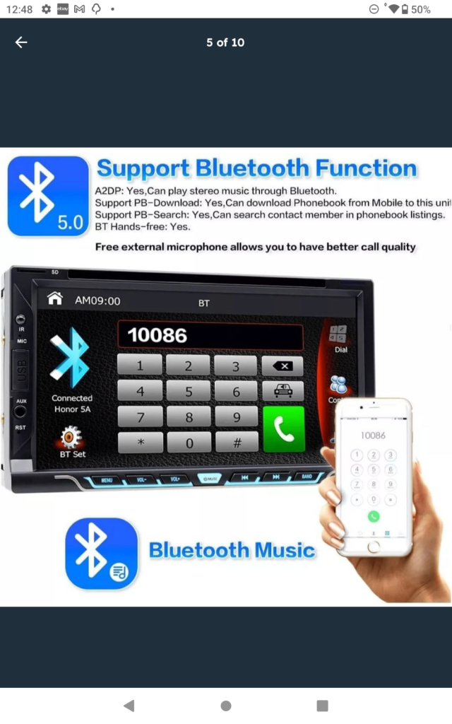 Boom boots double din car stereo cd/dvd player wireless carplay android 7inch