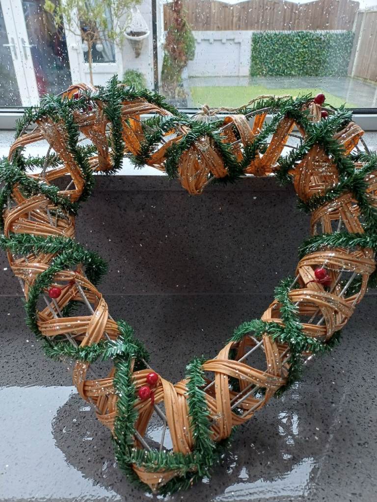 Christmas Heart Holly wreath for inside or outdoor use