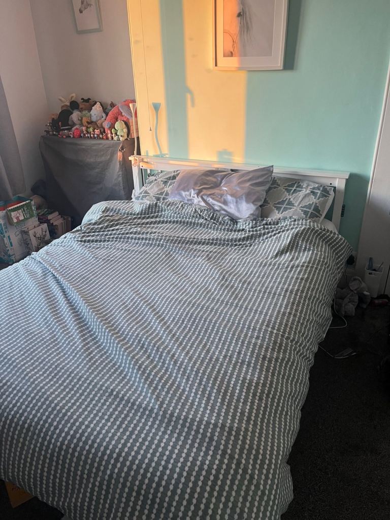 Double bed frame and memory foam mattress