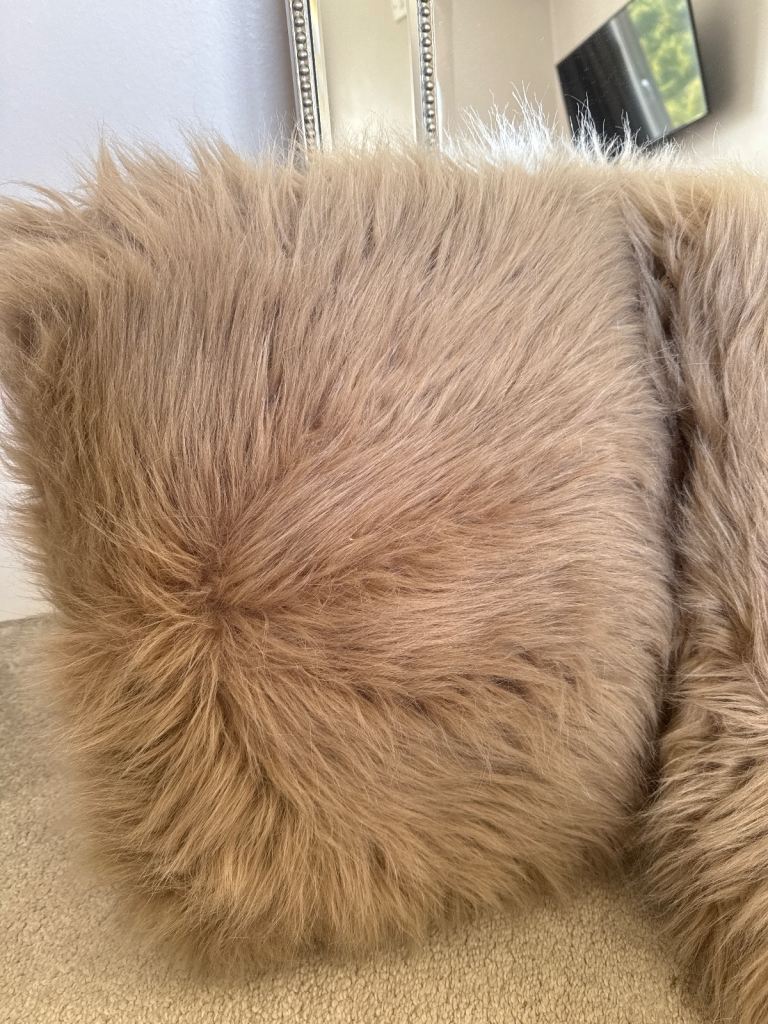 3 x Next Home Large Fur Cushions (good condition)