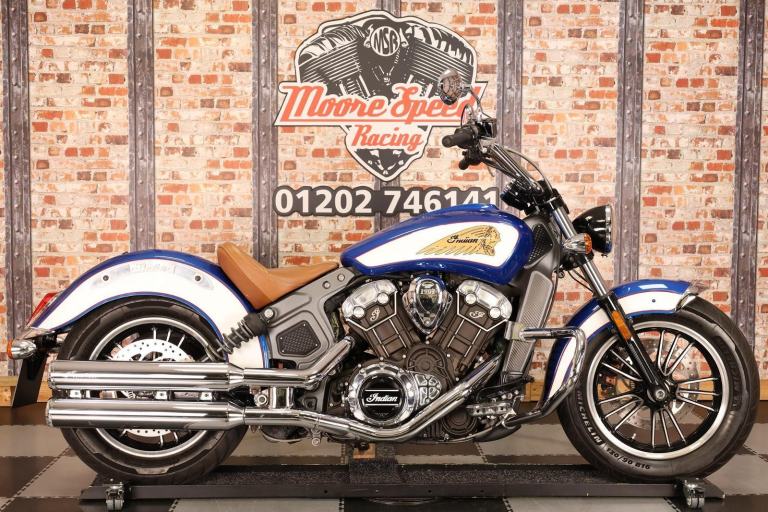 2017 INDIAN SCOUT - 10,192 MILES - STAGE 1 PIPES - EXTRAS - BRILLIANT BLUE/WHITE