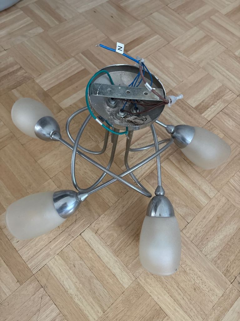 Free Chrome 5-Arm Ceiling Light with Frosted Shades