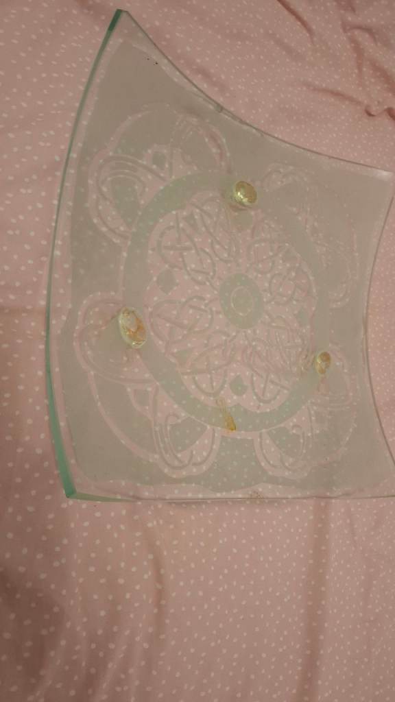 Decorative Glass Plate with Etched Design – Good Condition