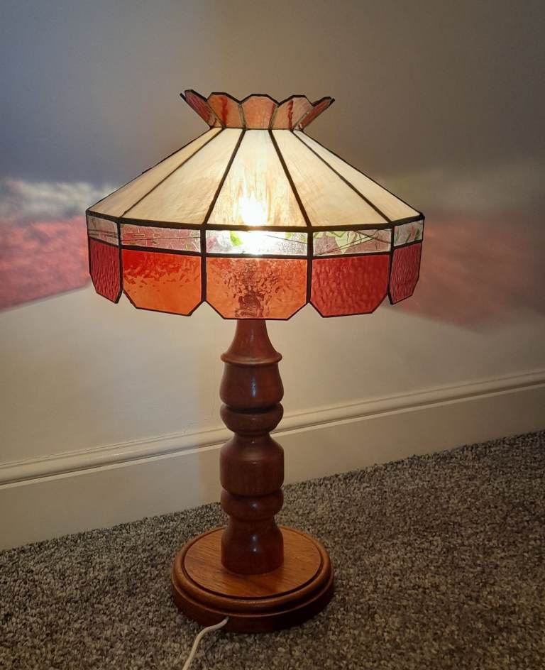 A absolutely beautiful large table lamp Resembling a Fenton Cranberry glass 