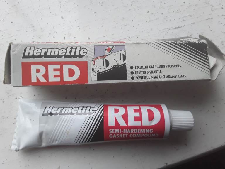 New, Vintage Hermetite Red gasket compound