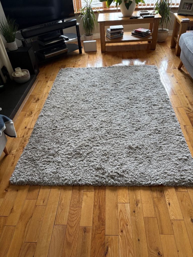 Large Grey Shaggy Rug 160x230 cm – Good Condition