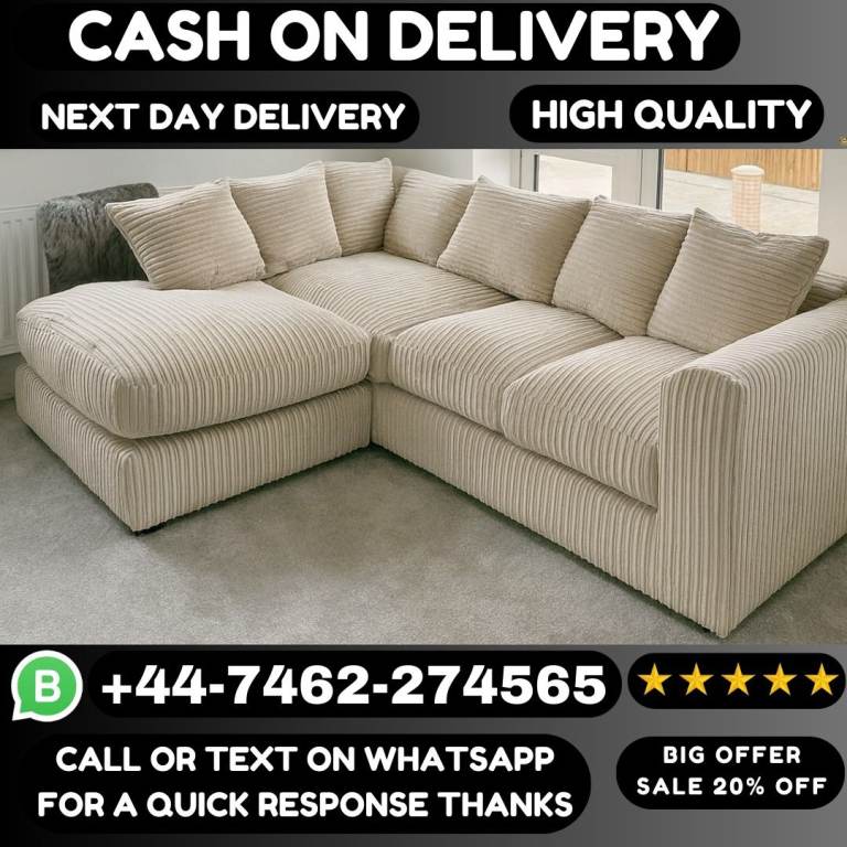 Jumbo Cord Corner & 3+2 Sofas Sale – Cozy Comfort, Big Style!