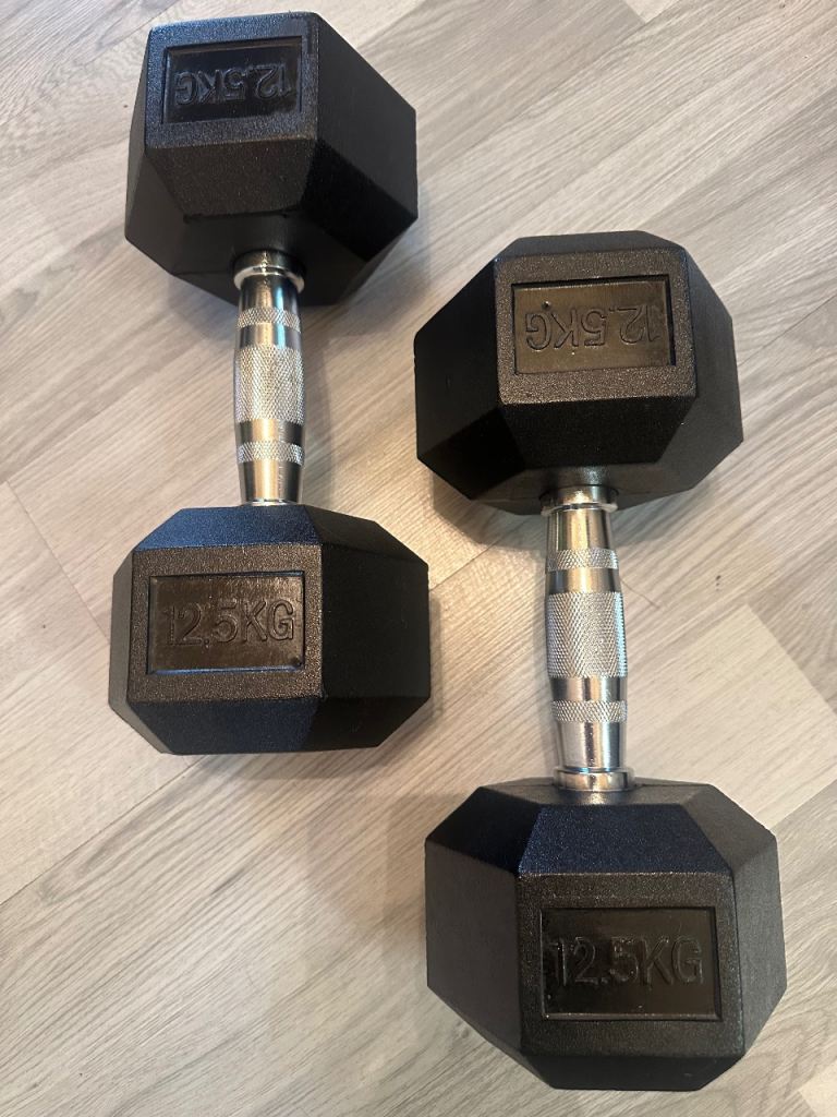 2x12.5kg hex dumbbells 
