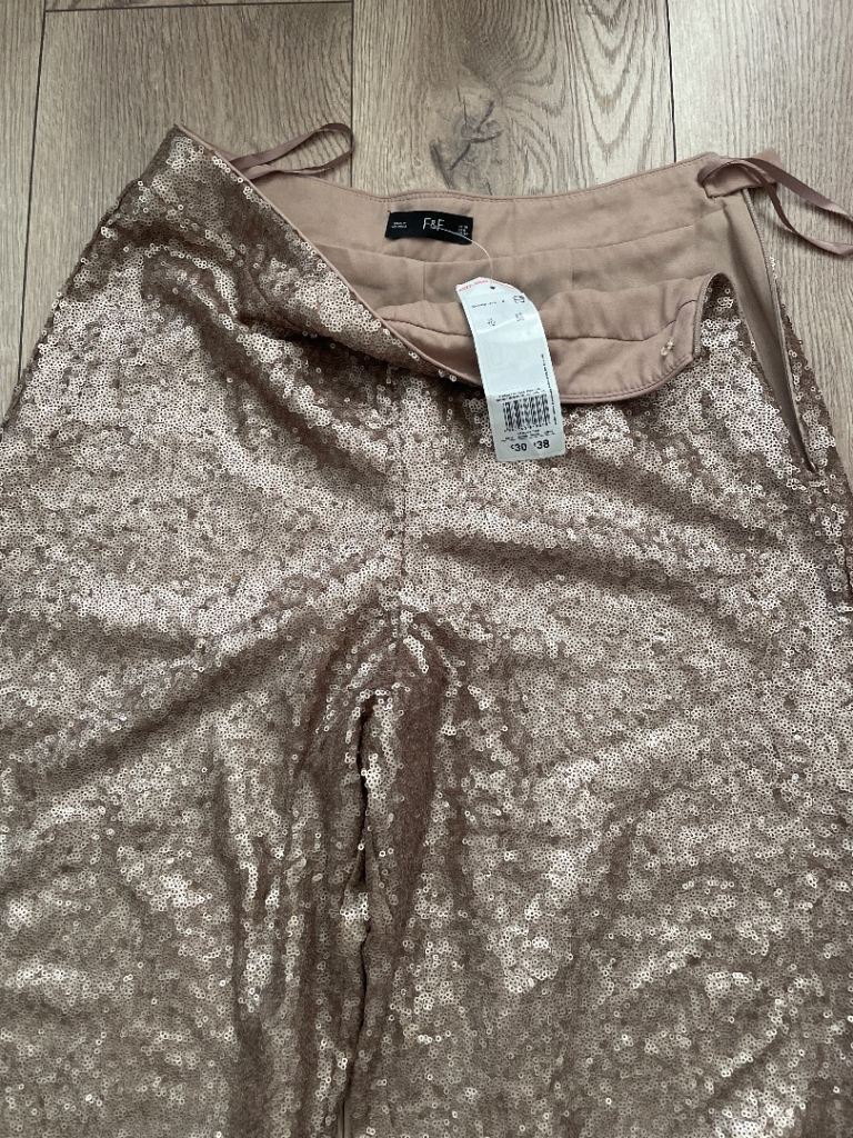 F&F Sequin Trousers – Rose Gold, New with Tags