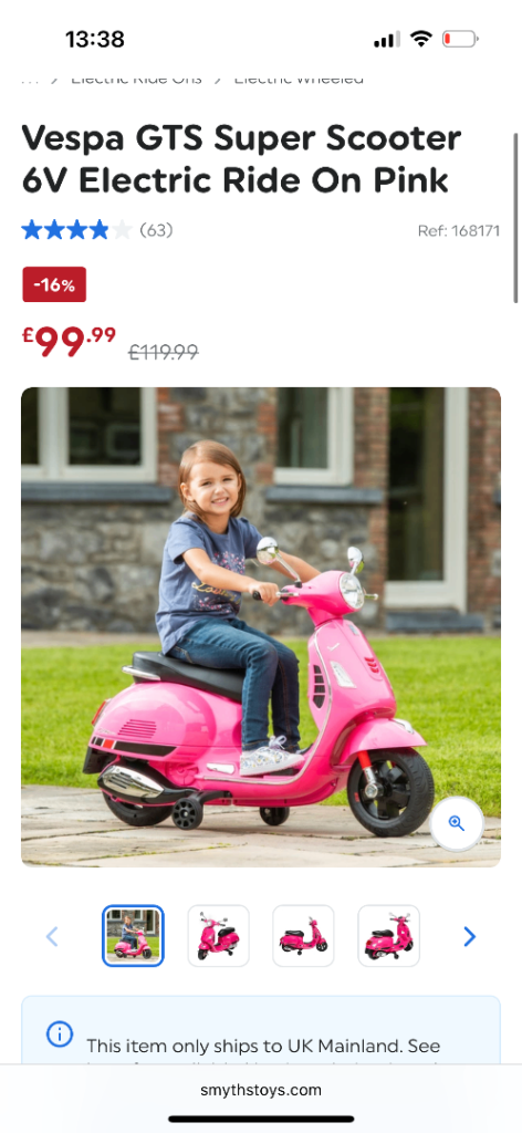 Kids electric scooter pink 