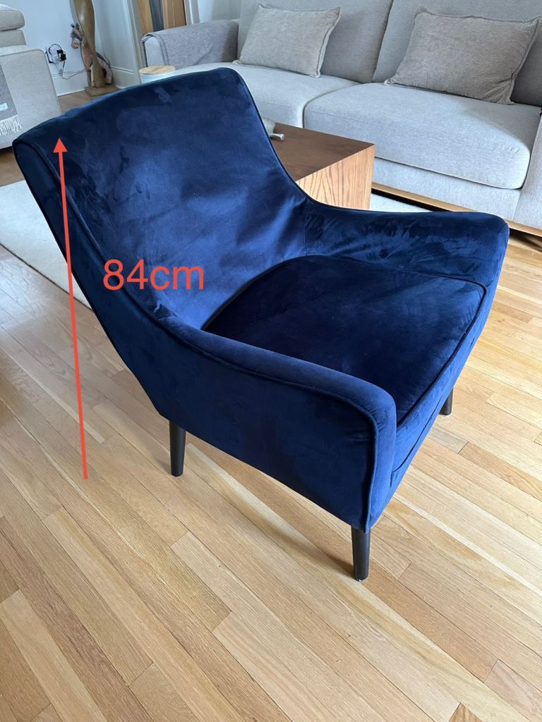 NEW PRICE - BARGAIN Stylish Blue Velvet Occasional Chair