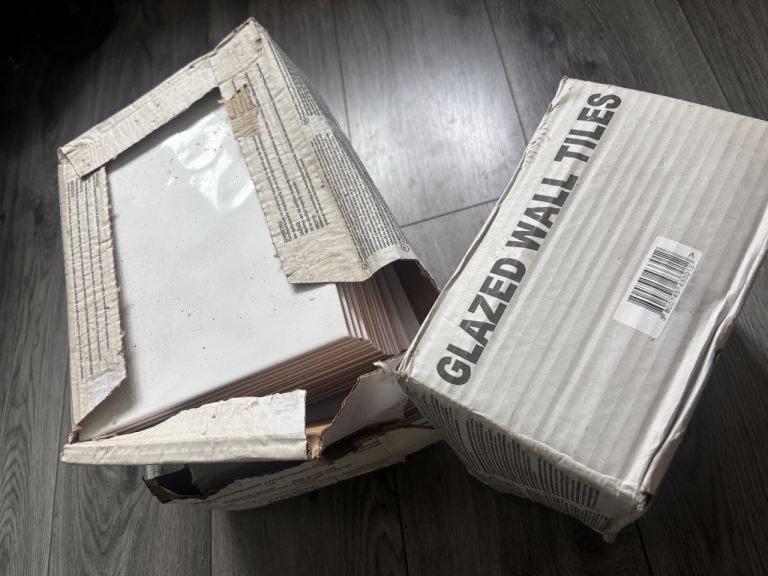 New White Glazed Ceramic Wall Tiles - Boxed