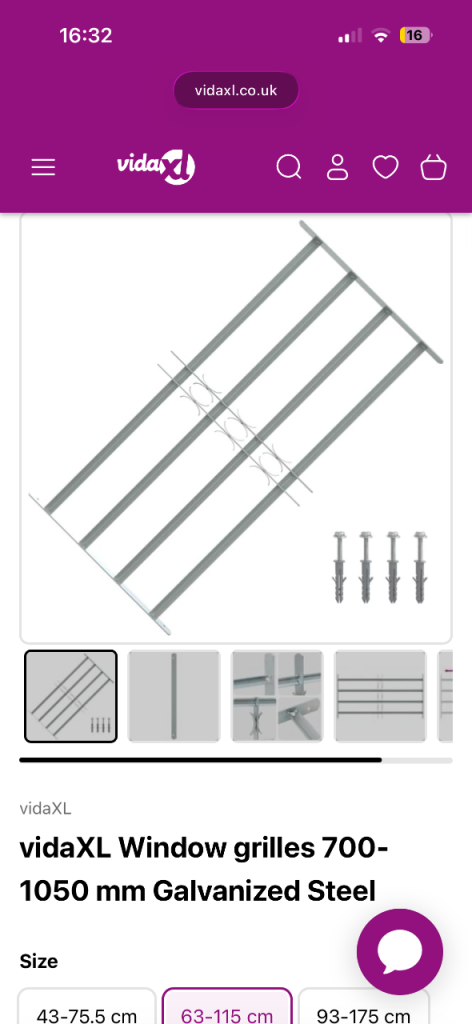 vidaXL Galvanized Steel Window Grilles 700-1050 mm