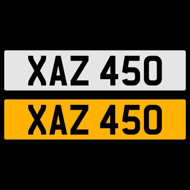 XAZ 450 NUMBER PLATE REGISTRATION NUMBERPLATE REGISTRATION CHERISHED DATELESS NORTHERN IRISH NI