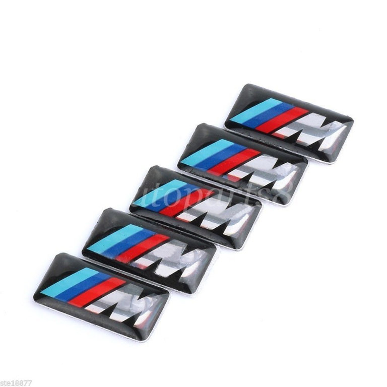 5 X BMW M SPORT CAR BADGES SELF STICK DECALS EMBLEMS SWANSEA AREA CAN POST