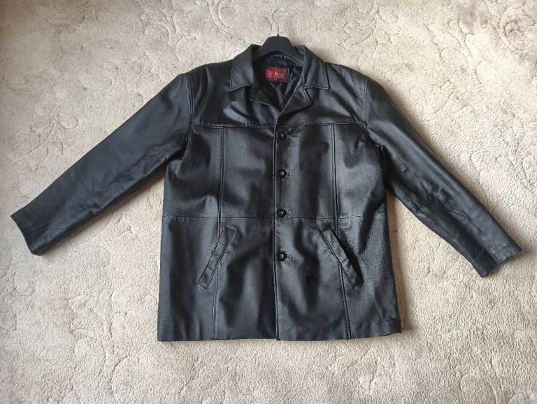 Mens Leather Jacket - Black 