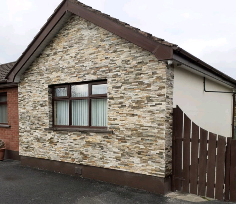 Feature Stone Wall Cladding Hearth Fireplace Beams