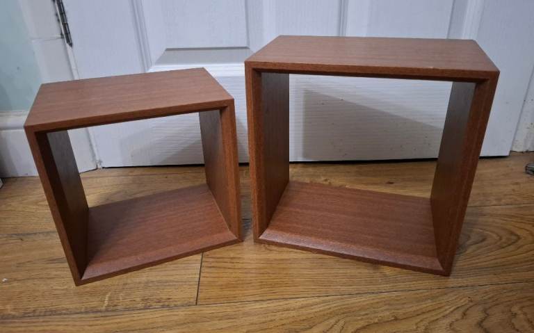 A Set Of 2 Mahogany Wall Cube Units