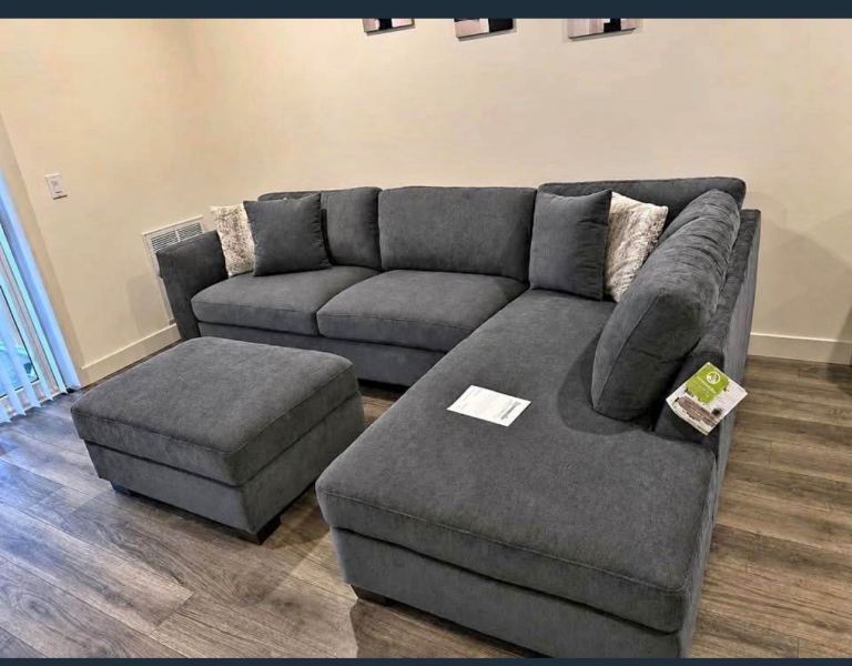Modern Grey Corner Sofa plush velvet on sale fully packed 