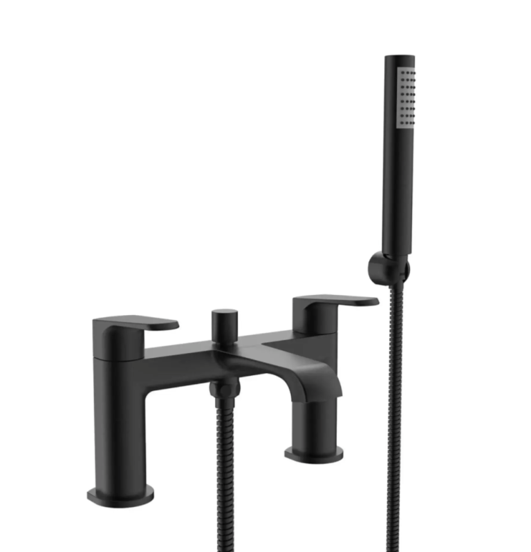 Brand new Montana BSM Matt Black bath filler tap with a shower