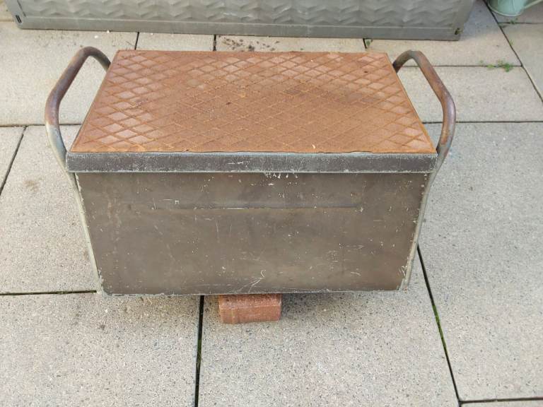 Caravan metal step and storage box
