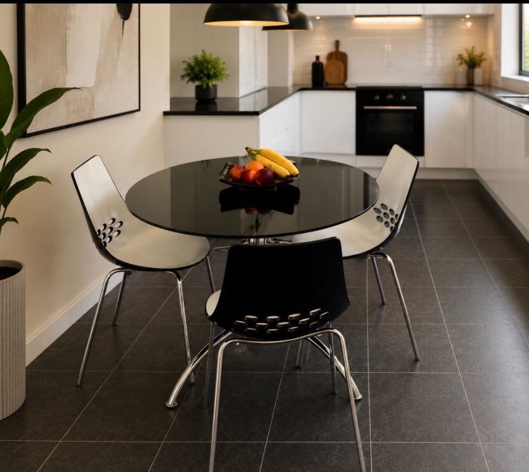 Glass table & 3 chairs Calligaris Jam