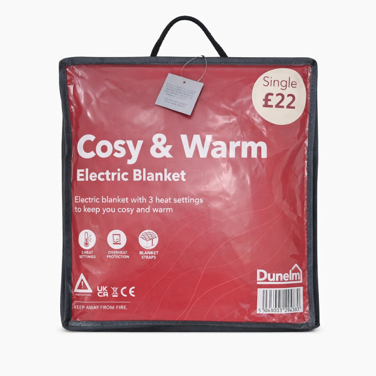 Electric Blanket, single, washable, Elasticated straps, from Dunelm Cosy & Warm