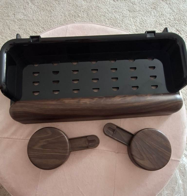Bathroom Shower Caddy Shelf with Suction Cups – Dark Wood Effect