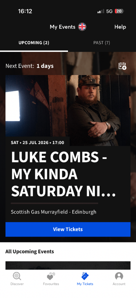 Luke Combs Concert Ticket - Edinburgh, Scottish Gas Murrayfield