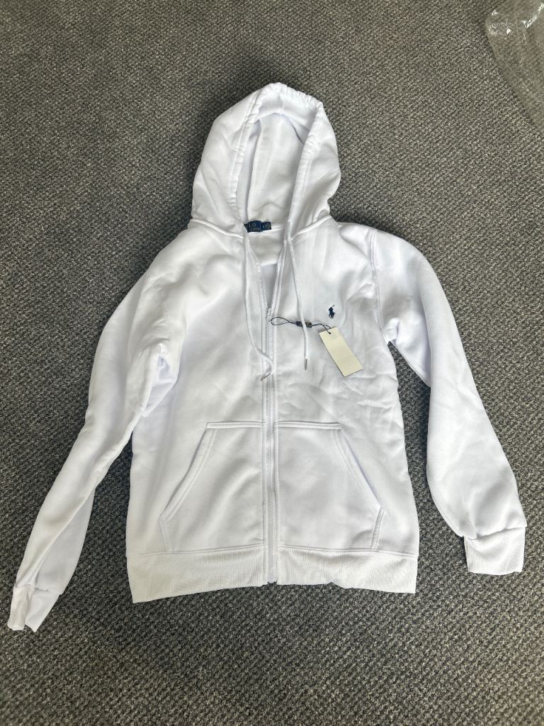 Ralph Lauren White Zip-Up Hoodie - Brand New with Tags