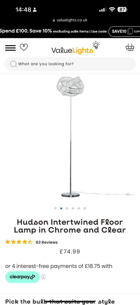 Crystal and chrome floor lamp