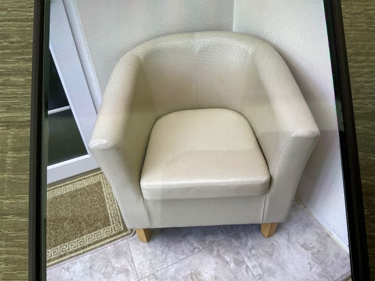 Faux leather cream tub chair
