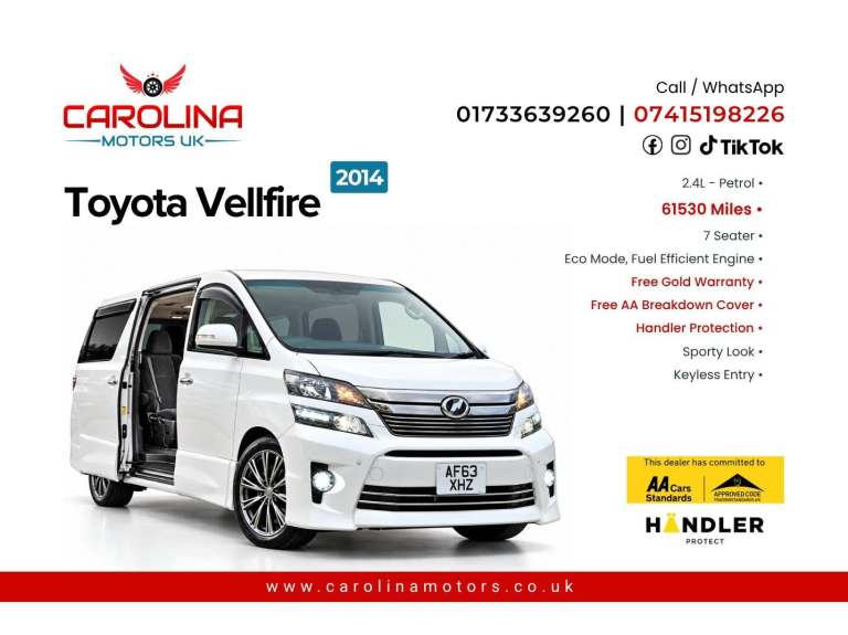 2014 Toyota Vellfire 2.4L PETROL- UPGRADED CAR -ULEZ/CAZ PASS-FREE 40MONTHS
