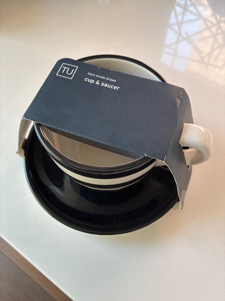 New TU Black Striped Cup & Saucer Set