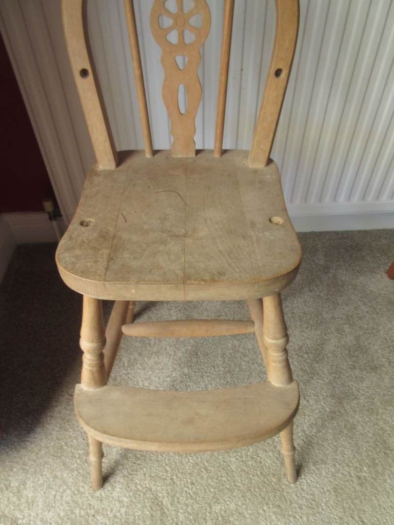 Vintage Unique solid wooden childs high chair no tray