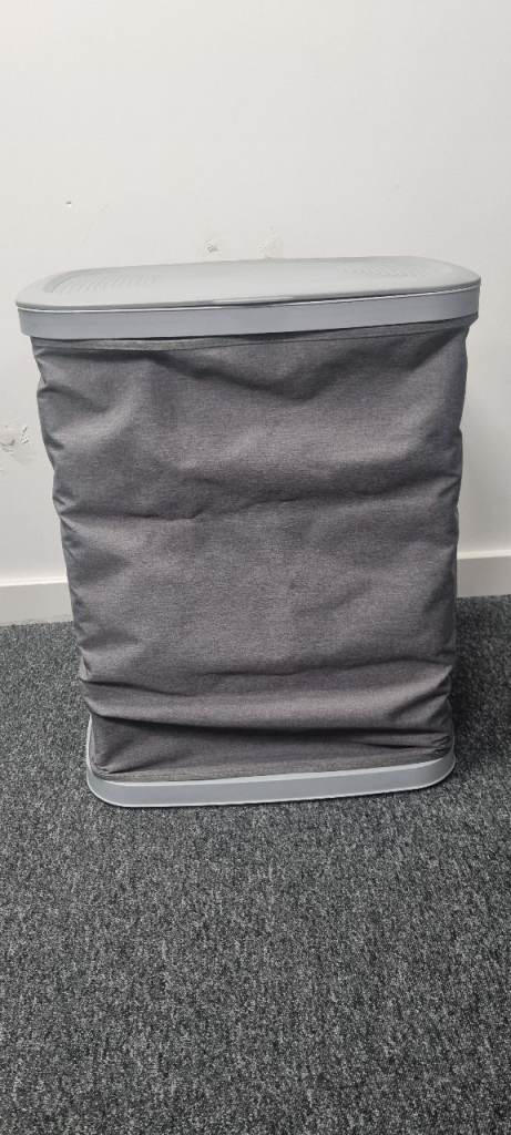 Home Grey Double Laundry Separation Hamper Bin with Lid 8Kg