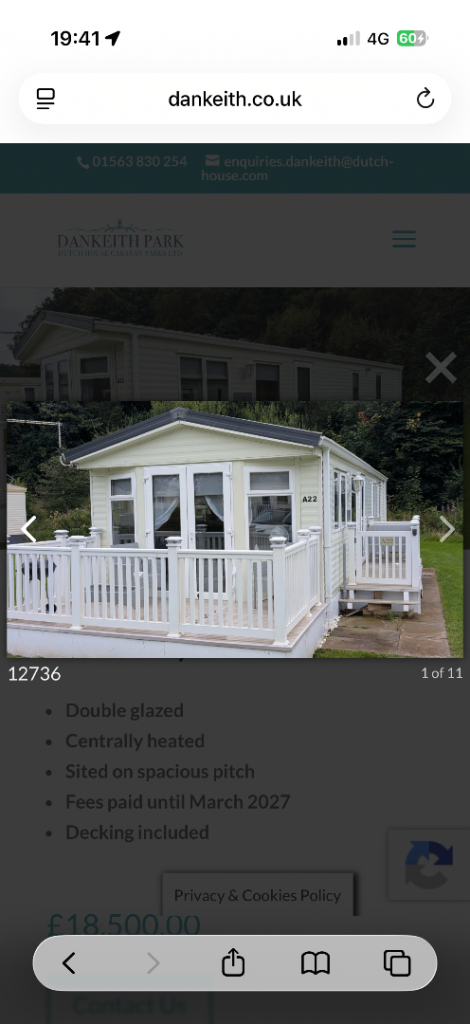 Static caravan -  Ayrshire Dankeith caravan park. 