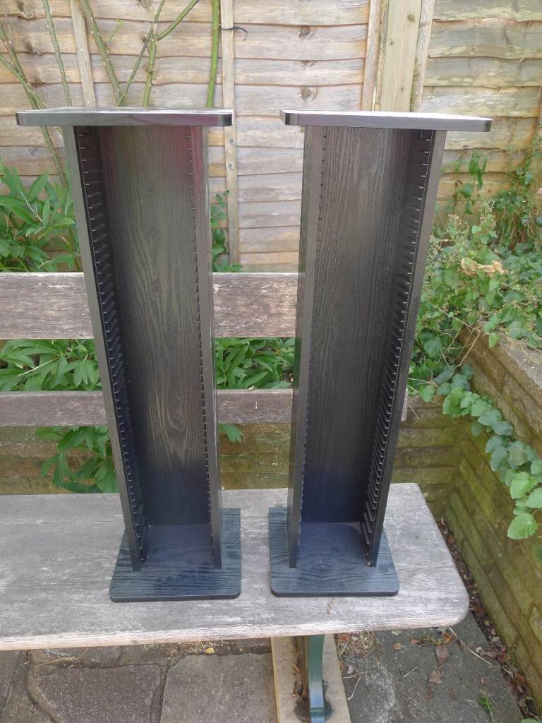 Pair of Black Wooden CD/DVD Storage Towers – Good Condition