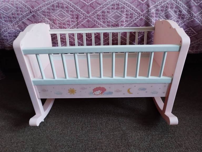 Zapf Creation 18 inch Baby Born/ Annabell/ Chou Chou Doll Musical Self Rocking Crib Cradle TOY