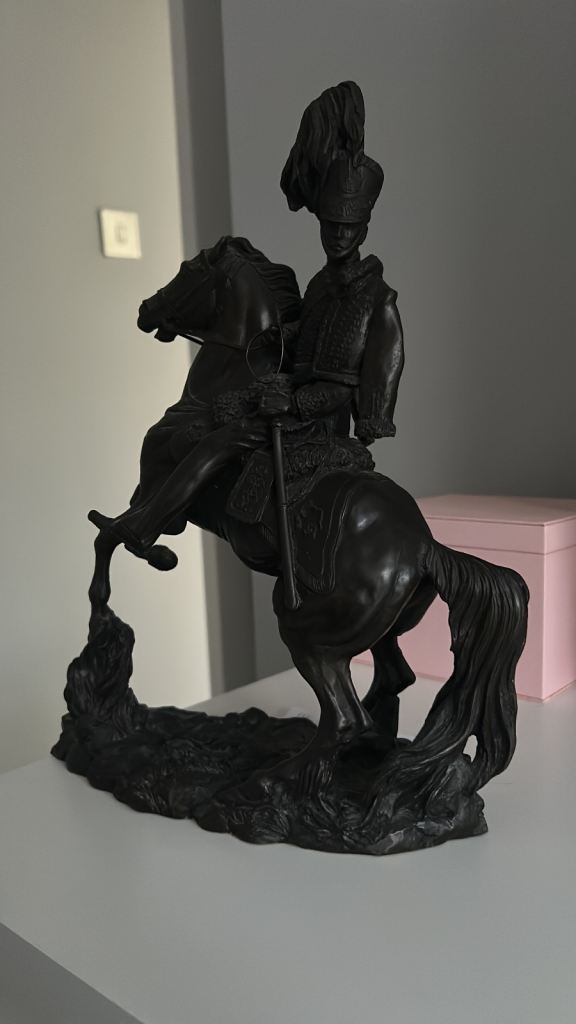 Vintage Metal Horse and Rider Figurine – Dark Bronze Finish